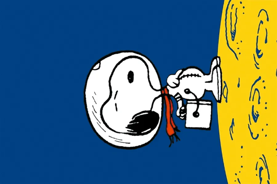 Adesivo para cartão Snoopy na Lua Azul