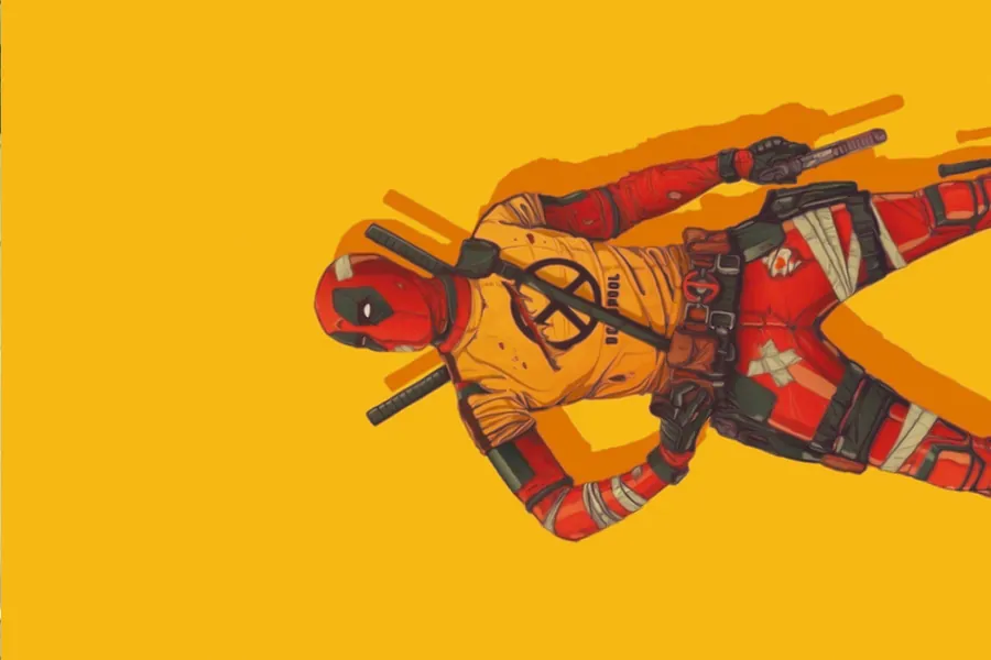 Adesivo para cartão Deadpool Fundo Amarelo
