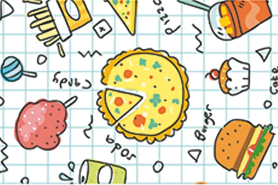 Adesivo para cartão Doodles de Comida Divertidos