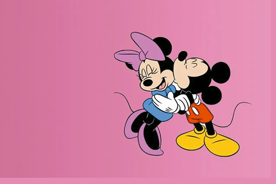 Adesivo para cartão Mickey e Minnie Rosa