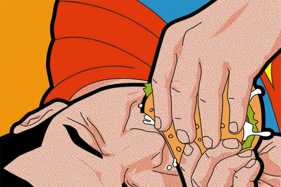 Adesivo para cartão Hambúrguer Pop Art