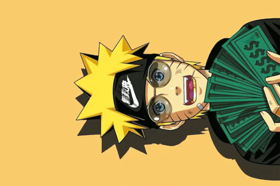 Adesivo para cartão Naruto com Dinheiro Verde