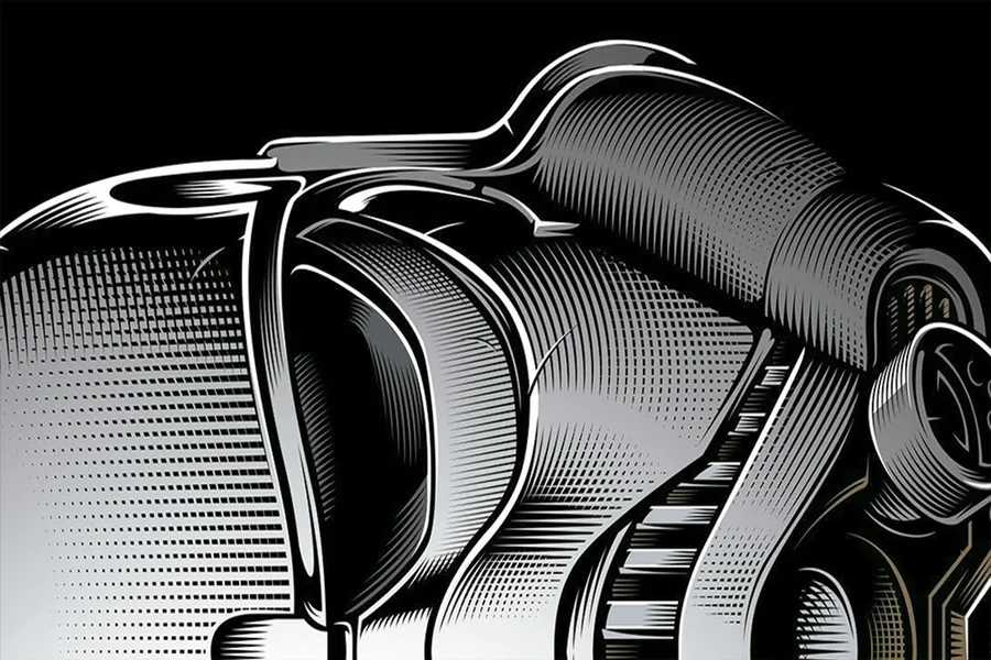 Adesivo para cartão Abstrato Metálico Preto e Branco