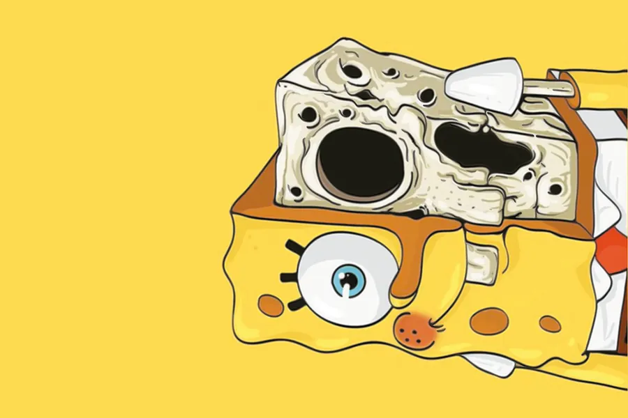 Adesivo para cartão Bob Esponja Amarelo Estilizado
