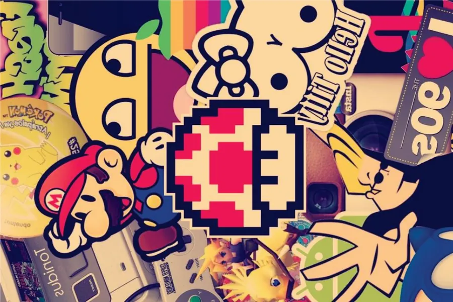 Adesivo para cartão Pop Art Geek Colorido