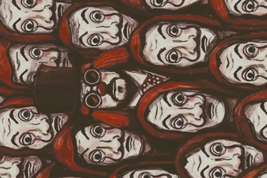 Adesivo para cartão Faces Vermelhas Pop Art