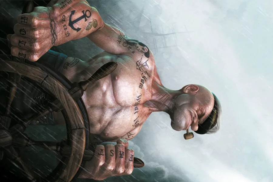Adesivo para cartão Popeye Tatuado Musculoso