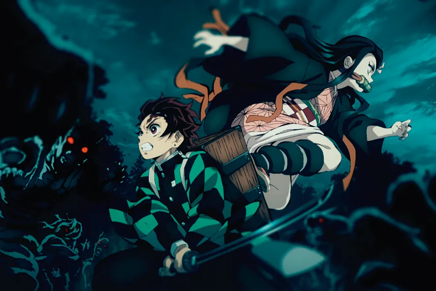 Adesivo para cartão Demon Slayer Ação Azul