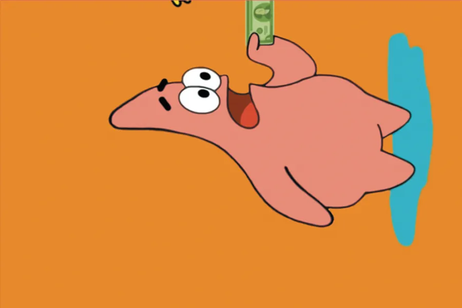 Adesivo para cartão Patrick Estrela Dinheiro