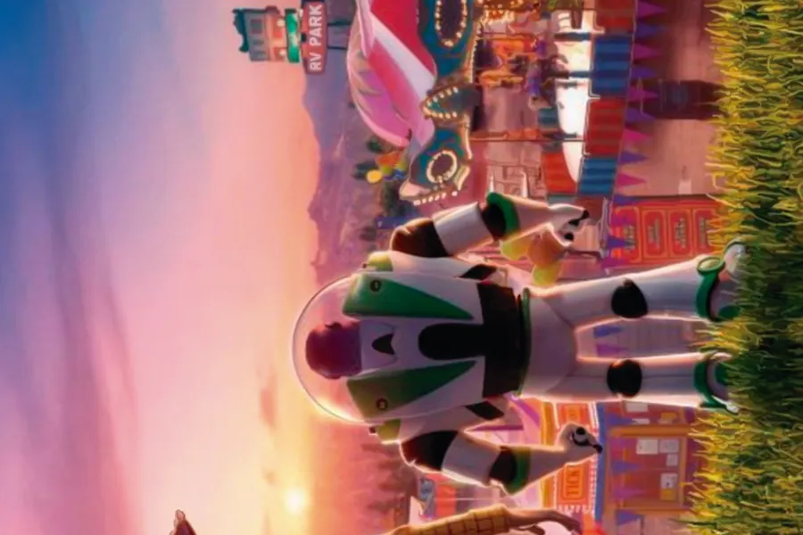 Adesivo para cartão Buzz Lightyear no Pôr do Sol