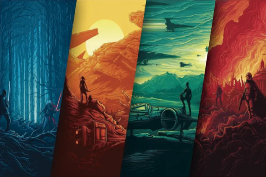 Adesivo para cartão Paisagens Sci-Fi Coloridas
