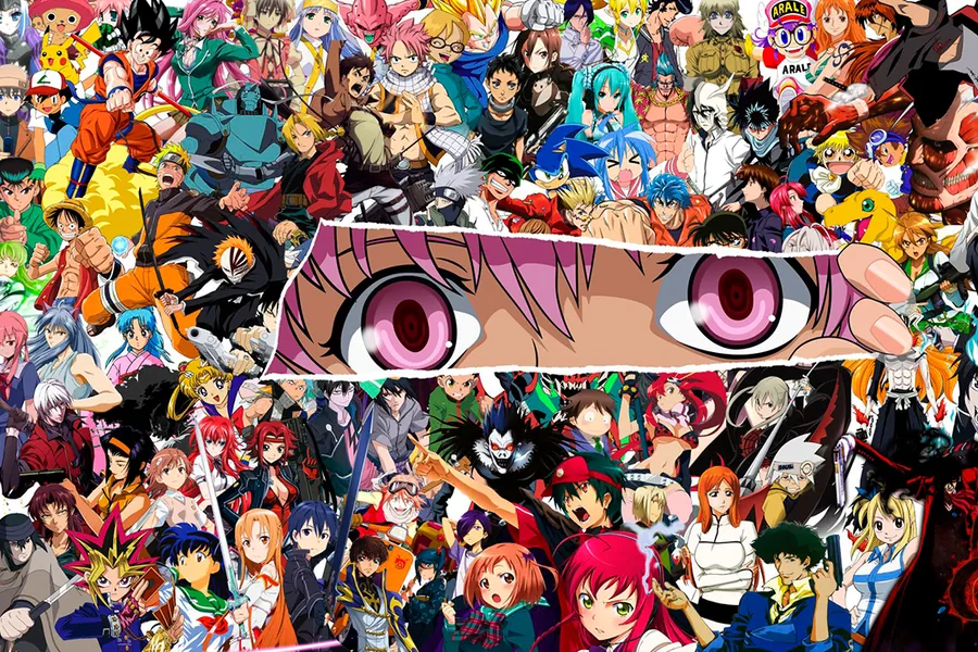 Adesivo para cartão Colagem Anime Olhos Rosas