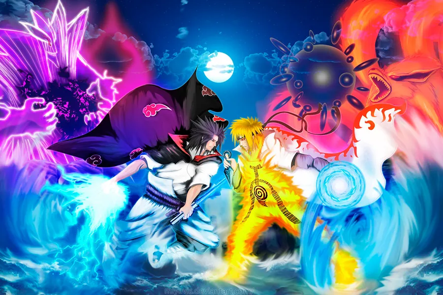 Adesivo para cartão Naruto Chamas Coloridas