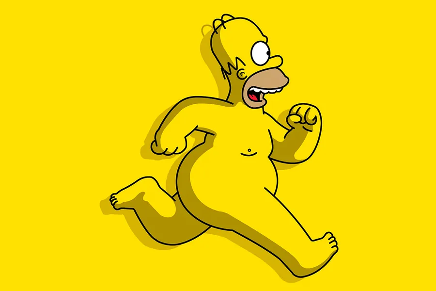Adesivo para cartão Homer Simpson Correndo Amarelo