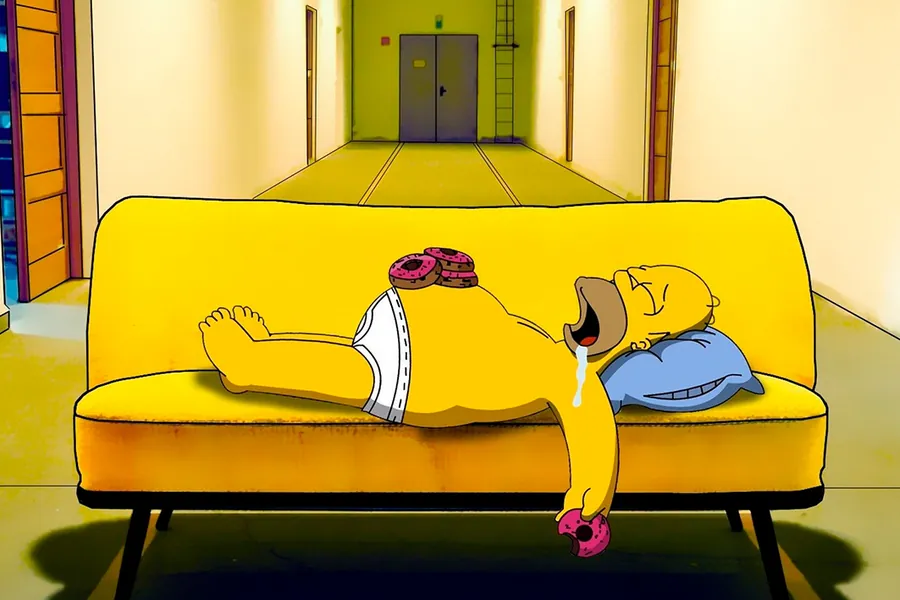 Adesivo para cartão Homer no Sofá Amarelo