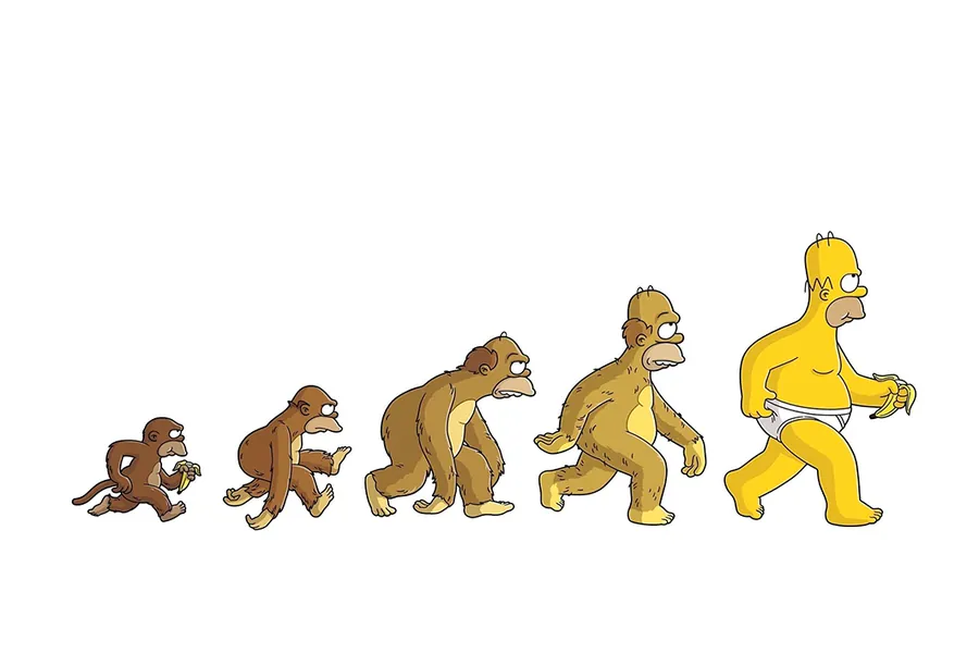 Adesivo para cartão Evolução do Homer Simpson