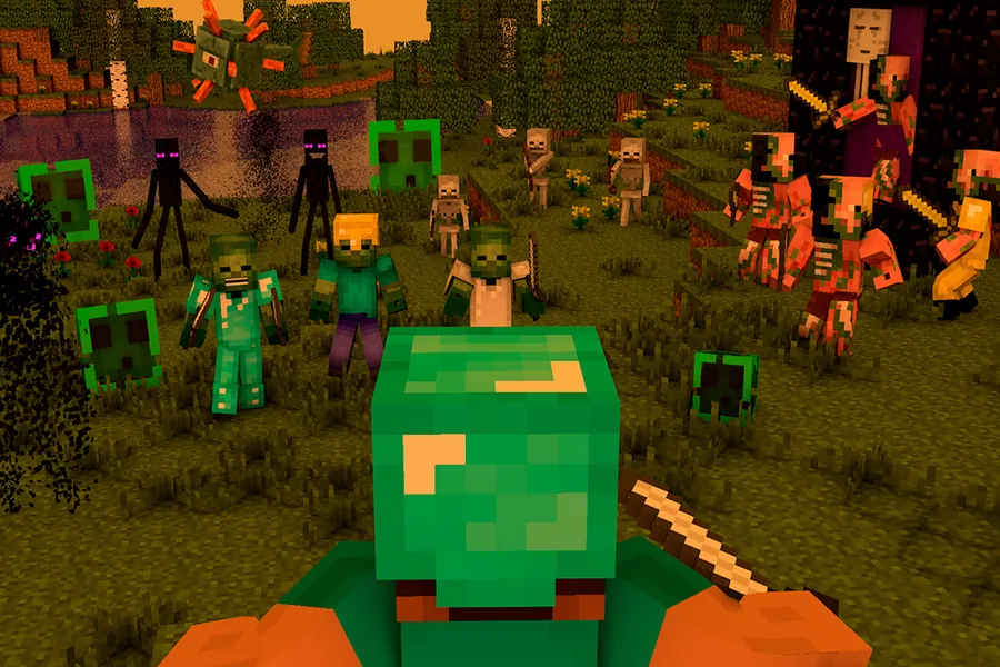Adesivo para cartão Minecraft Personagens Pixelados