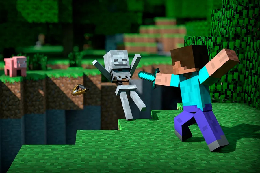 Adesivo para cartão Minecraft Steve e Esqueleto