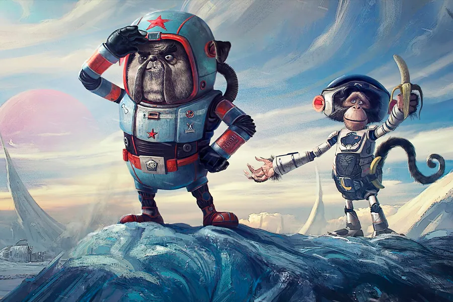 Adesivo para cartão Macacos Astronautas