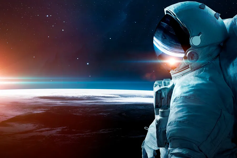 Adesivo para cartão Astronauta no Espaço Azul