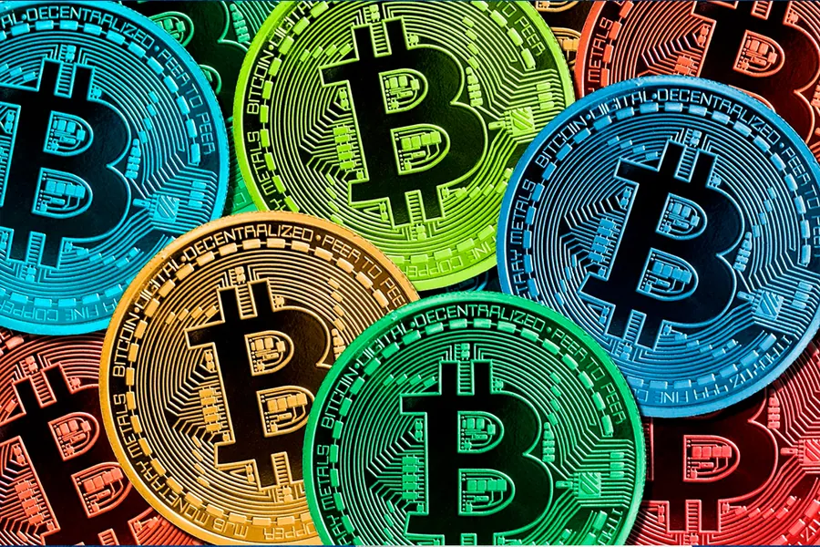 Adesivo para cartão Bitcoin Neon Colorido