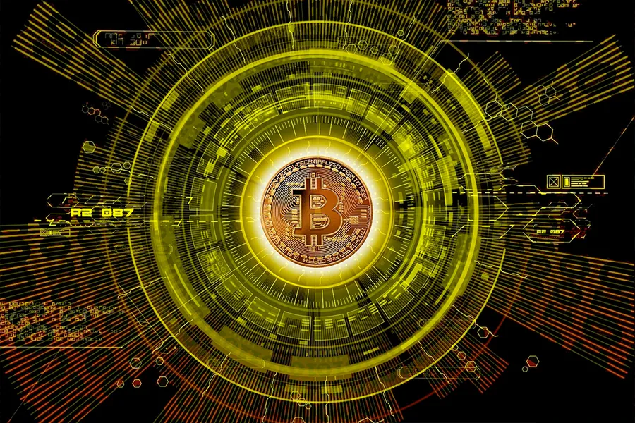Adesivo para cartão Bitcoin Neon Amarelo
