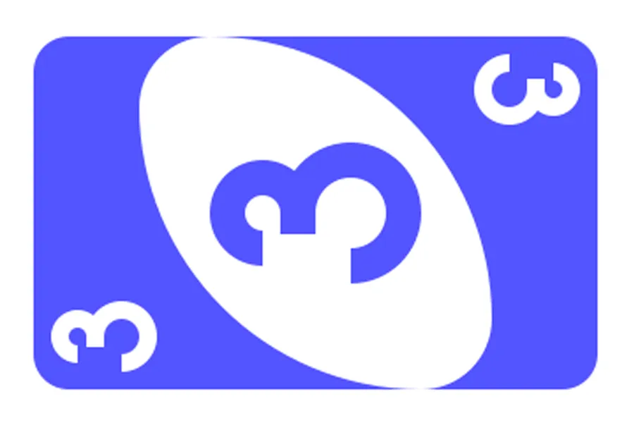 Adesivo para cartão Abstrato Azul com Número 3
