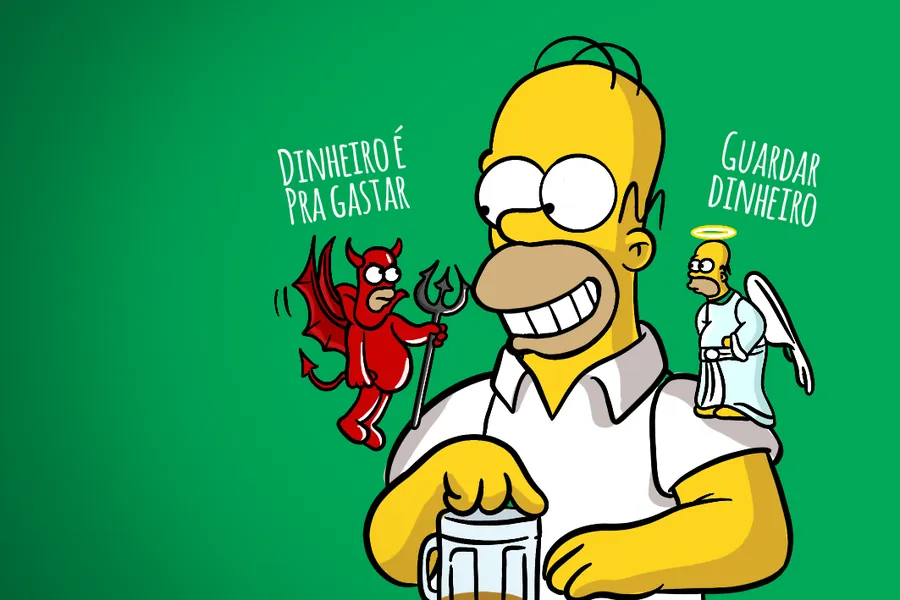 Adesivo para cartão Homer Dinheiro Anjo e Diabo