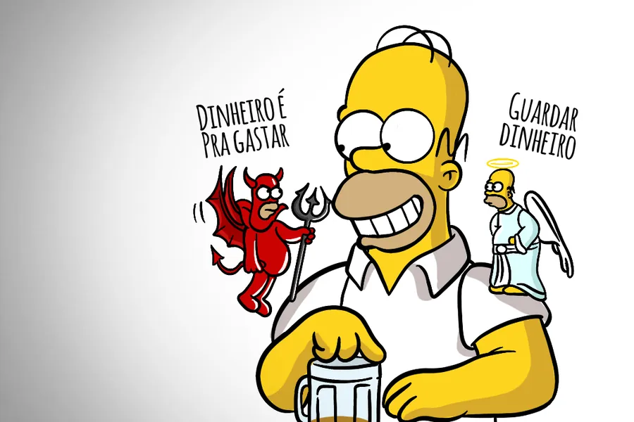 Adesivo para cartão Homer Dinheiro Anjo e Demônio