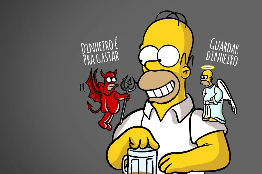 Adesivo para cartão Homer Dinheiro Anjo e Diabo