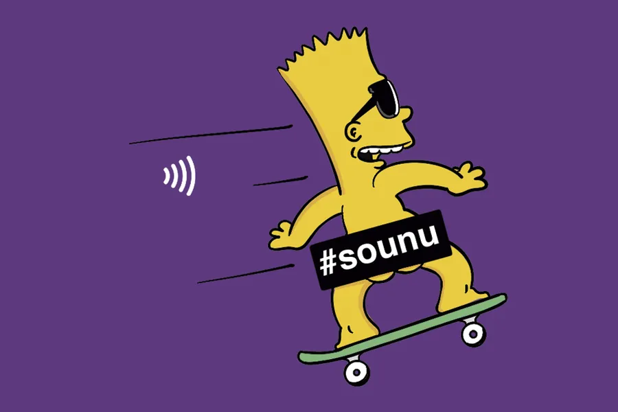 Adesivo para cartão Bart Simpson Skate Roxo