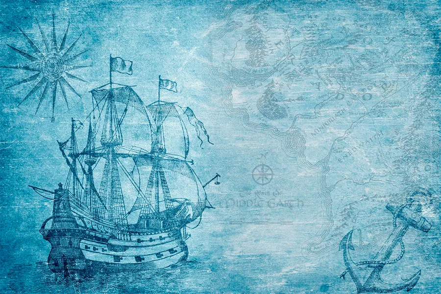 Adesivo para cartão Navio Náutico Azul