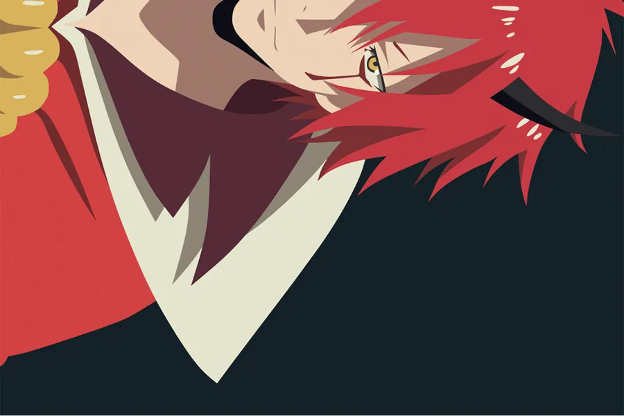 Adesivo para cartão Personagem Anime Cabelo Vermelho