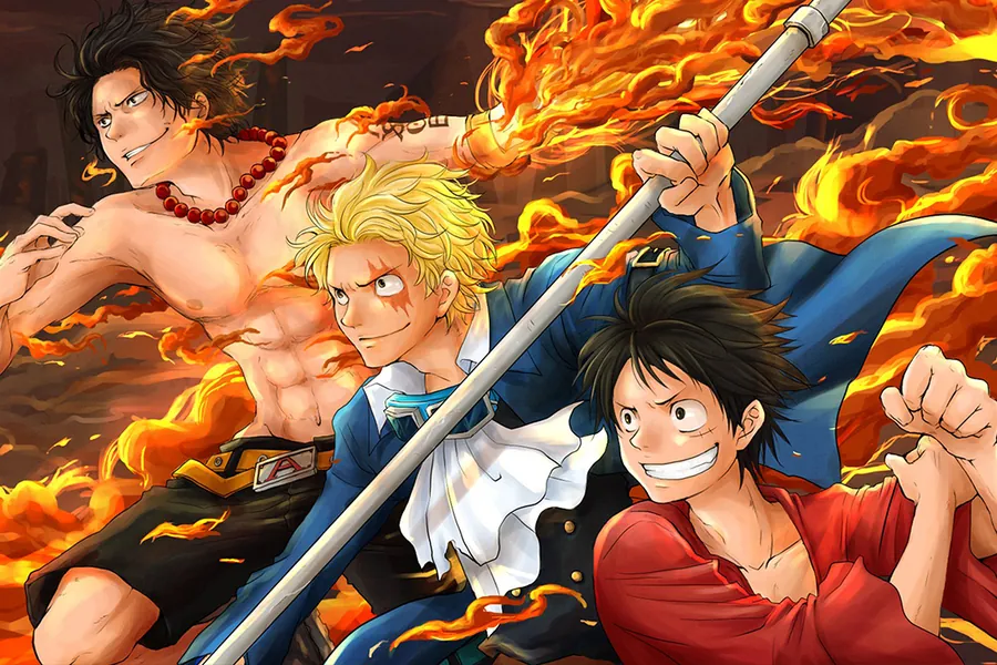 Adesivo para cartão One Piece em Chamas