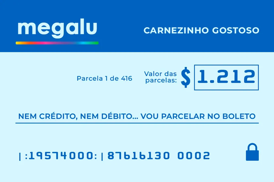Adesivo para cartão Megalu Carnê Azul