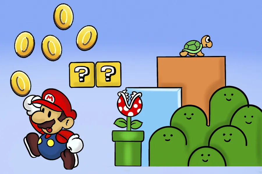 Adesivo para cartão Mario e Moedas Amarelas