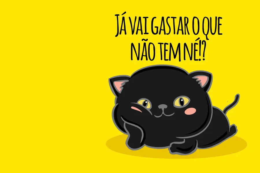 Adesivo para cartão Gato Preto Frase Amarela