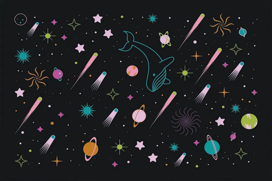 Adesivo para cartão Espaço Neon Colorido