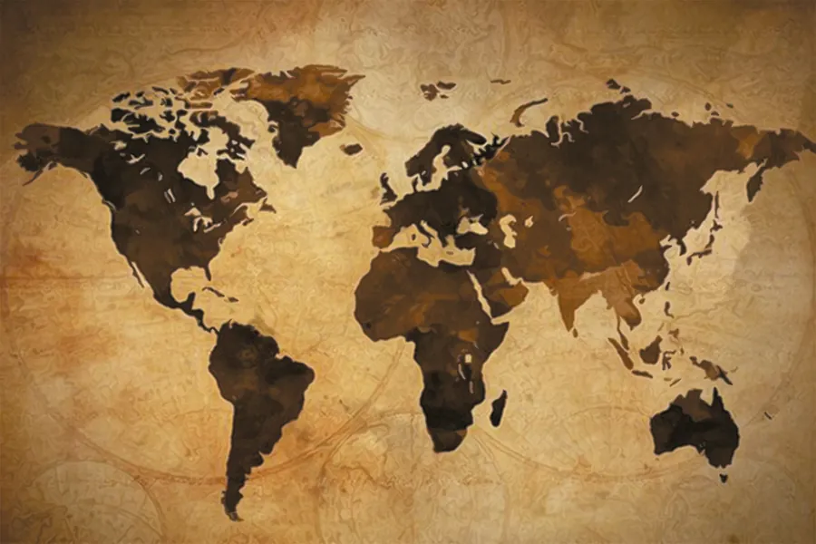 Adesivo para cartão Mapa Mundi Vintage
