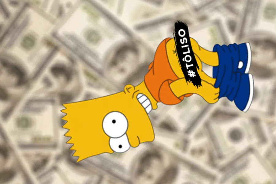 Adesivo para cartão Bart Simpson no Dinheiro