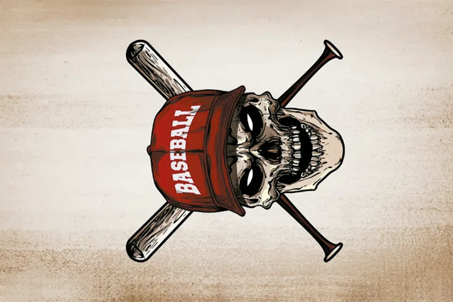 Adesivo para cartão Caveira Baseball Vermelha
