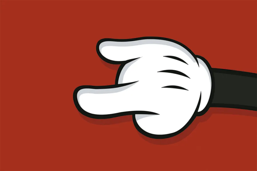 Adesivo para cartão Luva Branca Cartoon Vermelha
