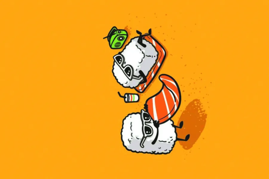Adesivo para cartão Sushi Cartoon Laranja