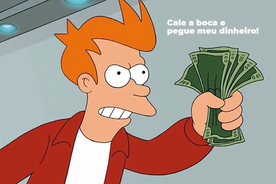 Adesivo para cartão Fry com Dinheiro