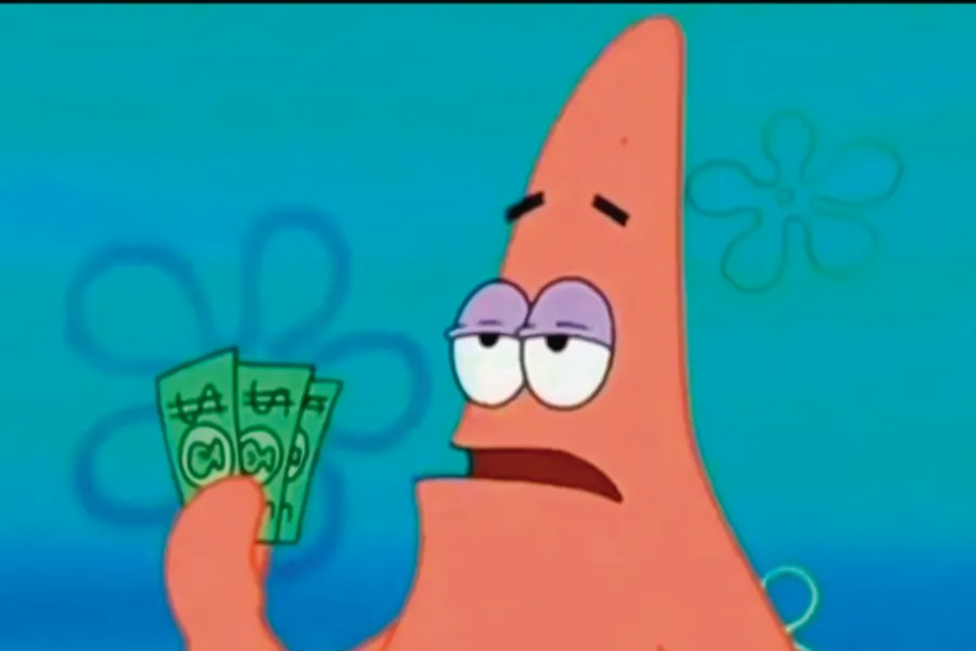 Adesivo para cartão Patrick Com Dinheiro Verde