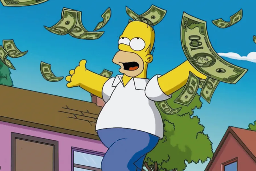 Adesivo para cartão Homer Simpson com Dinheiro