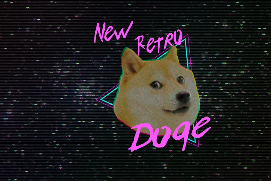 Adesivo para cartão Doge Retro Neon