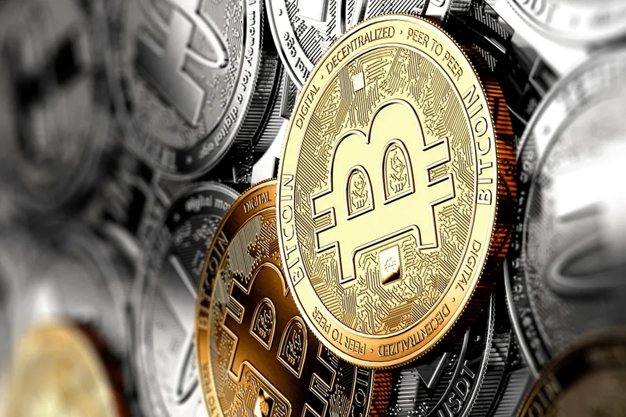 Adesivo para cartão Bitcoin Dourado