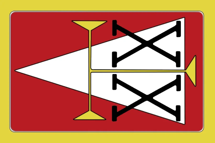 Adesivo para cartão Escudo Geométrico Vermelho e Branco