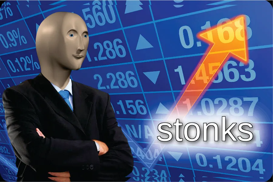 Adesivo para cartão Meme Stonks Azul